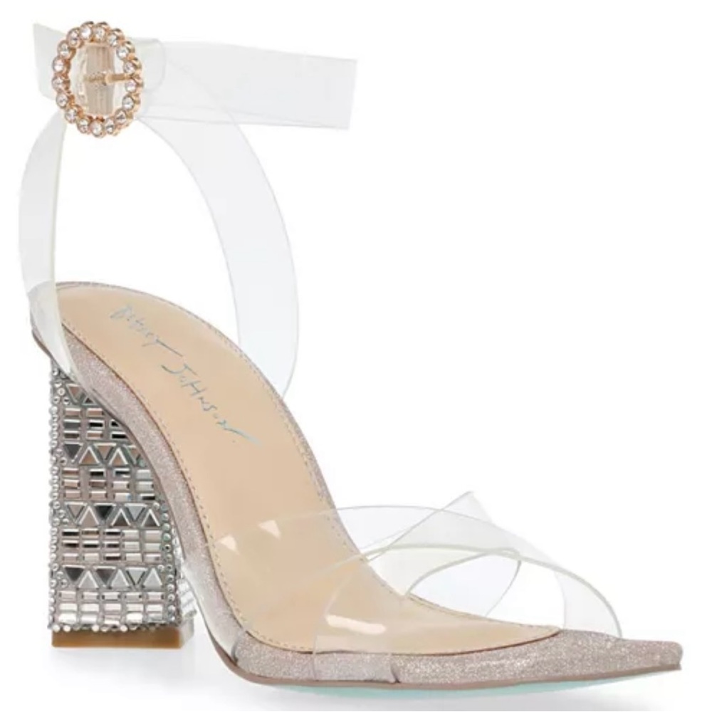 Betsey Johnson Bell Clear Sculpted Two-Piece Dress Sandal - Size 8.5